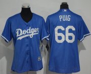 Wholesale Cheap Dodgers #66 Yasiel Puig Blue Alternate Women's Stitched MLB Jersey