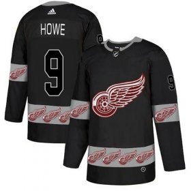 Wholesale Cheap Adidas Red Wings #9 Gordie Howe Black Authentic Team Logo Fashion Stitched NHL Jersey
