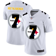 Wholesale Cheap Pittsburgh Steelers #7 Ben Roethlisberger White Men's Nike Team Logo Dual Overlap Limited NFL Jersey