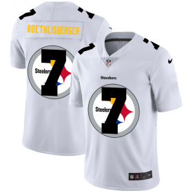 Wholesale Cheap Pittsburgh Steelers #7 Ben Roethlisberger White Men\'s Nike Team Logo Dual Overlap Limited NFL Jersey