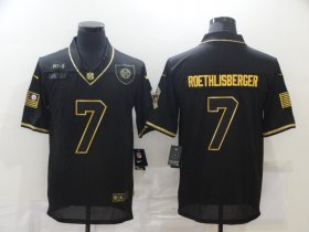 Wholesale Cheap Men\'s Pittsburgh Steelers #7 Ben Roethlisberger Black Gold 2020 Salute To Service Stitched NFL Nike Limited Jersey