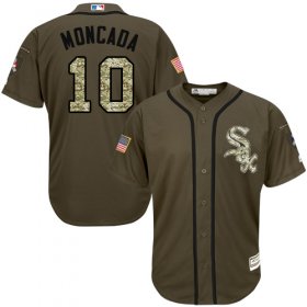 Wholesale Cheap White Sox #10 Yoan Moncada Green Salute to Service Stitched MLB Jersey