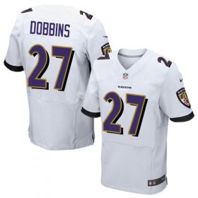 Wholesale Cheap Nike Ravens #27 J.K. Dobbins White Men\'s Stitched NFL New Elite Jersey