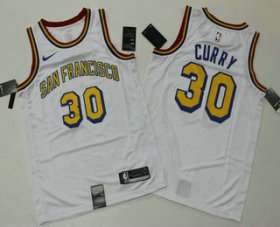 Wholesale Cheap Men\'s Golden State Warriors #30 Stephen Curry White 2019 Nike Swingman Printed NBA Jersey