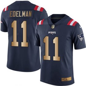 Wholesale Cheap Nike Patriots #11 Julian Edelman Navy Blue Men\'s Stitched NFL Limited Gold Rush Jersey