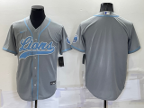Wholesale Cheap Men's Detroit Lions Blank Grey Stitched MLB Cool Base Nike Baseball Jersey