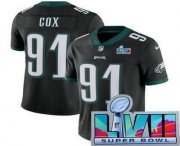 Cheap Men's Philadelphia Eagles #91 Fletcher Cox Limited Black Super Bowl LVII Vapor Jersey