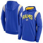 Wholesale Cheap Men's Los Angeles Rams Royal Sideline Stack Performance Pullover Hoodie