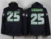 Wholesale Cheap Seattle Seahawks #25 Richard Sherman Steel Blue Pullover NFL Hoodie