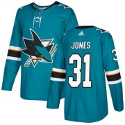 Wholesale Cheap Adidas Sharks #31 Martin Jones Teal Home Authentic Stitched NHL Jersey