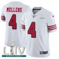 Wholesale Cheap Nike 49ers #4 Nick Mullens White Super Bowl LIV 2020 Rush Men's Stitched NFL Vapor Untouchable Limited Jersey