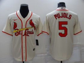 Wholesale Cheap Men\'s St Louis Cardinals #5 Albert Pujols Cream Stitched MLB Cool Base Nike Jersey