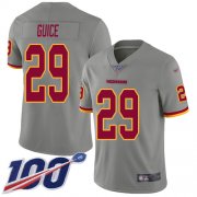 Wholesale Cheap Nike Redskins #29 Derrius Guice Gray Men's Stitched NFL Limited Inverted Legend 100th Season Jersey