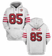 Wholesale Cheap Men's San Francisco 49ers #85 George Kittle 2021 White 75th Anniversary Pullover Hoodie