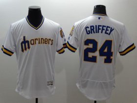 Wholesale Cheap Mariners #24 Ken Griffey White Flexbase Authentic Collection Cooperstown Stitched MLB Jersey