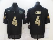 Wholesale Cheap Men's Las Vegas Raiders #4 Derek Carr Black Camo 2020 Salute To Service Stitched NFL Nike Limited Jersey