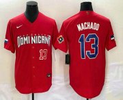 Cheap Mens Dominican Republic Baseball #13 Manny Machado Number 2023 Red World Classic Stitched Jersey