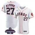 Wholesale Cheap Men's Houston Astros #27 Jose Altuve White 2022 World Series Champions Flex Base Stitched Baseball Jersey