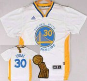 Wholesale Cheap Golden State Warriors #30 Stephen Curry Revolution 30 Swingman 2014 New White Short-Sleeved Jersey With 2015 Finals Champions Patch