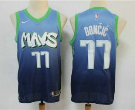 Wholesale Cheap Men\'s Dallas Mavericks #77 Luka Doncic Blue 2020 Nike City Edition Swingman Jersey