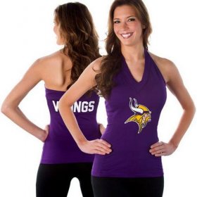 Wholesale Cheap Women\'s All Sports Couture Minnesota Vikings Blown Coverage Halter Top