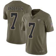 Wholesale Cheap Nike Saints #7 Morten Andersen Olive Men's Stitched NFL Limited 2017 Salute To Service Jersey