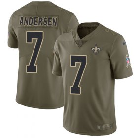 Wholesale Cheap Nike Saints #7 Morten Andersen Olive Men\'s Stitched NFL Limited 2017 Salute To Service Jersey