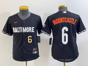 Wholesale Cheap Youth Baltimore Orioles #6 Ryan Mountcastle Number Black 2023 City Connect Cool Base Stitched Jersey 2