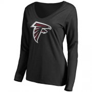 Wholesale Cheap Women's Atlanta Falcons Pro Line Primary Team Logo Slim Fit Long Sleeve T-Shirt Black