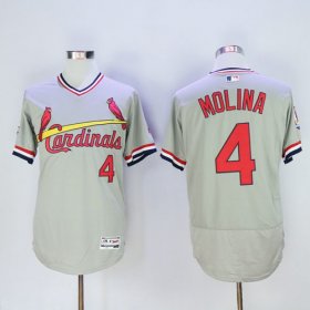 Wholesale Cheap Cardinals #4 Yadier Molina Grey Flexbase Authentic Collection Cooperstown Stitched MLB Jersey