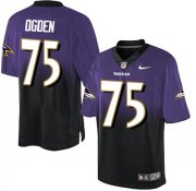 Wholesale Cheap Nike Ravens #75 Jonathan Ogden Purple/Black Men's Stitched NFL Elite Fadeaway Fashion Jersey