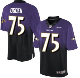 Wholesale Cheap Nike Ravens #75 Jonathan Ogden Purple/Black Men\'s Stitched NFL Elite Fadeaway Fashion Jersey