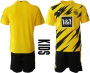 Wholesale Cheap Youth 2020-2021 club Dortmund home yellow blank Soccer Jerseys
