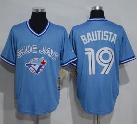Wholesale Cheap Blue Jays #19 Jose Bautista Light Blue Cooperstown Throwback Stitched MLB Jersey