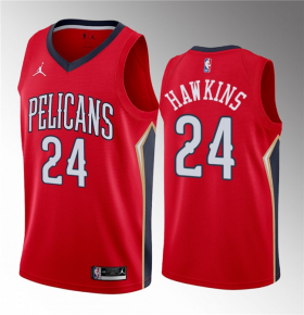 Wholesale Cheap Men\'s New Orleans Pelicans #24 Jordan Hawkins Red 2023 Draft Statement Edition Stitched Basketball Jersey