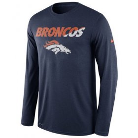 Wholesale Cheap Men\'s Denver Broncos Nike Navy Legend Staff Practice Long Sleeves Performance T-Shirt