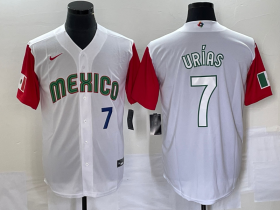 Wholesale Cheap Men\'s Mexico Baseball #7 Julio Urias Number 2023 White Red World Classic Stitched Jersey33