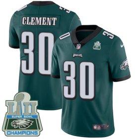 Wholesale Cheap Nike Eagles #30 Corey Clement Midnight Green Team Color Super Bowl LII Champions Men\'s Stitched NFL Vapor Untouchable Limited Jersey