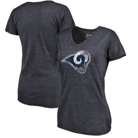 Wholesale Cheap Women\'s Los Angeles Rams NFL Pro Line by Fanatics Branded Navy Distressed Team Logo Tri-Blend T-Shirt