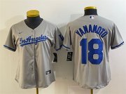 Cheap Women's Los Angeles Dodgers #18 Yoshinobu Yamamoto Gray Stitched Jersey(Run Small)