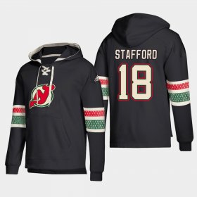 Wholesale Cheap New Jersey Devils #18 Drew Stafford Black adidas Lace-Up Pullover Hoodie