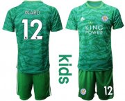 Wholesale Cheap Leicester City #12 Ward Green Goalkeeper Kid Soccer Club Jersey