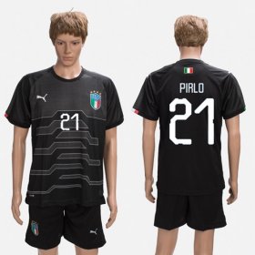 Wholesale Cheap Italy #21 Pirlo Black Goalkeeper Soccer Country Jersey