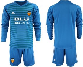 Wholesale Cheap Valencia Blank Blue Goalkeeper Long Sleeves Soccer Club Jersey