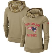 Wholesale Cheap Women's New England Patriots Nike Khaki 2019 Salute to Service Therma Pullover Hoodie
