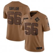 Wholesale Cheap Men's New York Giants #56 Lawrence Taylor 2023 Brown Salute To Service Limited Football Stitched Jersey
