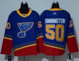Wholesale Cheap Adidas Blues #50 Jordan Binnington Blue/Red Authentic 2019 Heritage Stitched NHL Jersey