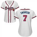 Wholesale Cheap Braves #7 Dansby Swanson White Home Women's Stitched MLB Jersey