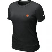 Wholesale Cheap Women's Nike Cleveland Browns Chest Embroidered Logo T-Shirt Black