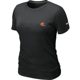 Wholesale Cheap Women\'s Nike Cleveland Browns Chest Embroidered Logo T-Shirt Black